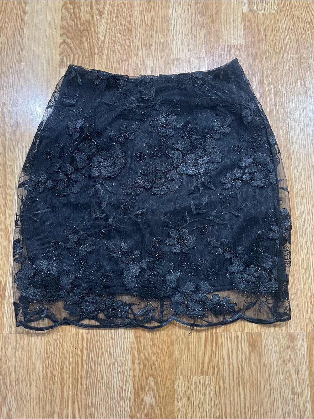 Lucy in the Sky Black Floral Lace Pencil Skirt